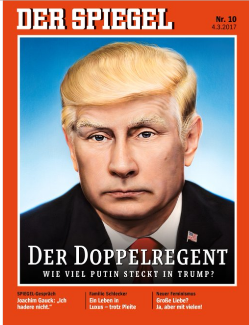 Der Spiegel поместил на обложку портрет Трампа с лицом человека, похожего на Путина