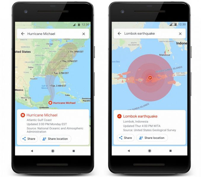 В Google Maps появились визуальные оповещения о стихийных бедствиях