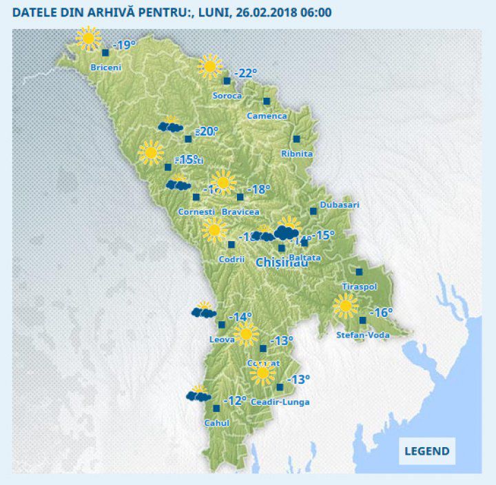Harta meteo: E ger în toată ţara. Cea mai joasă temperatură înregistrată