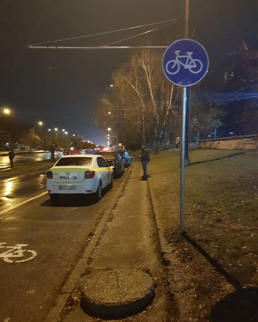 На Ботанике на полосе для велосипедистов припаркован автомобиль полиции