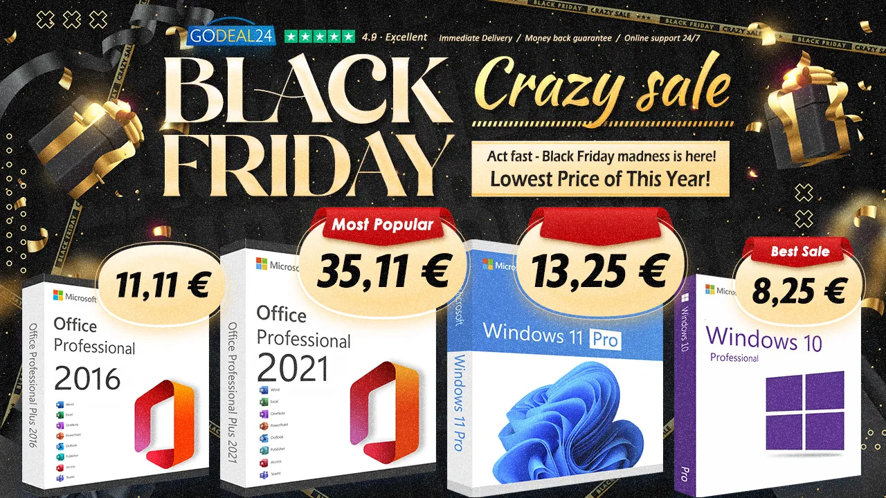 Godeal24: Cкидки к Black Friday: лицензии Office и Windows 11 от 10€