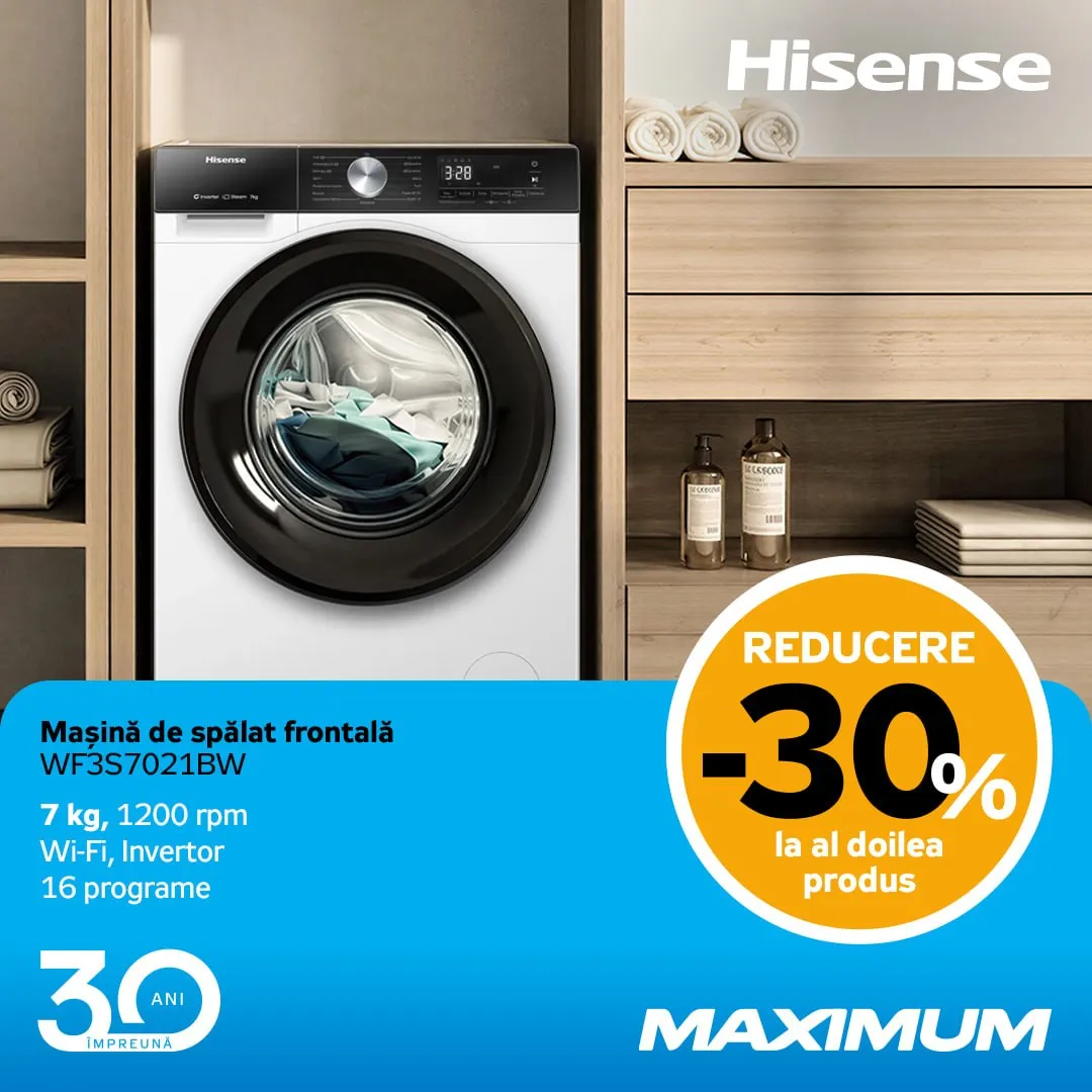 Maximum 30 лет  — получите скидку 30% или кэшбэк 30% на технику Gorenje и Hisense