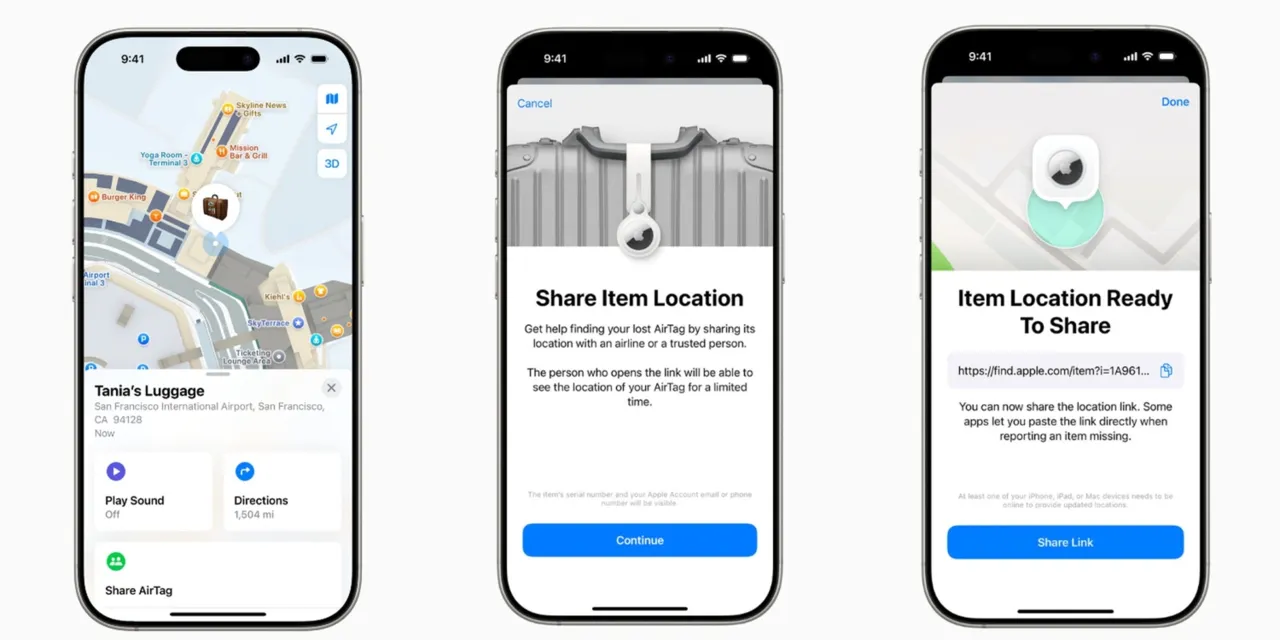 Apple permite partajarea locației unui AirTag pierdut printr-un link