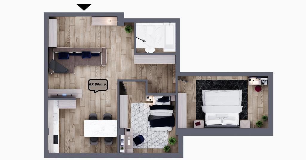 Milanin Residence: Квартира с ремонтом - 67 кв. м на ул. Колина Пушкин, 8А от застройшика