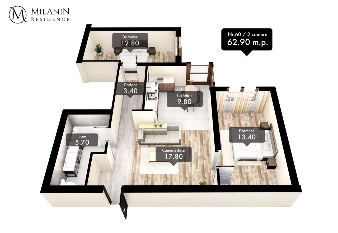 Milanin Residence: Квартира на 62 м2 по антикризисной цене в элитном новострое ®