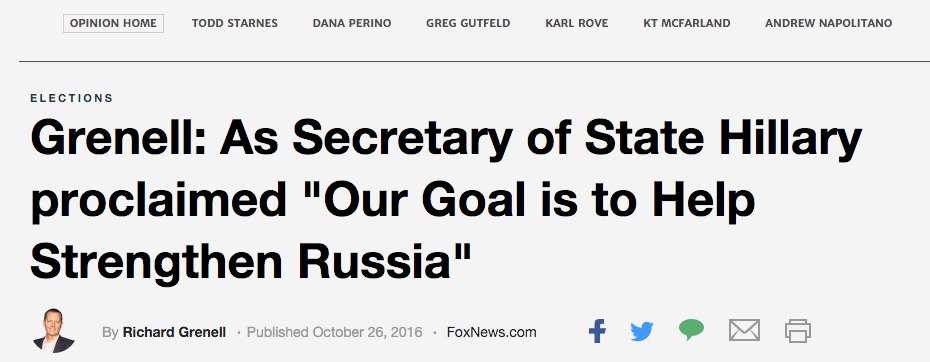 Fox News припомнил Клинтон её обещание Познеру содействовать укреплению России