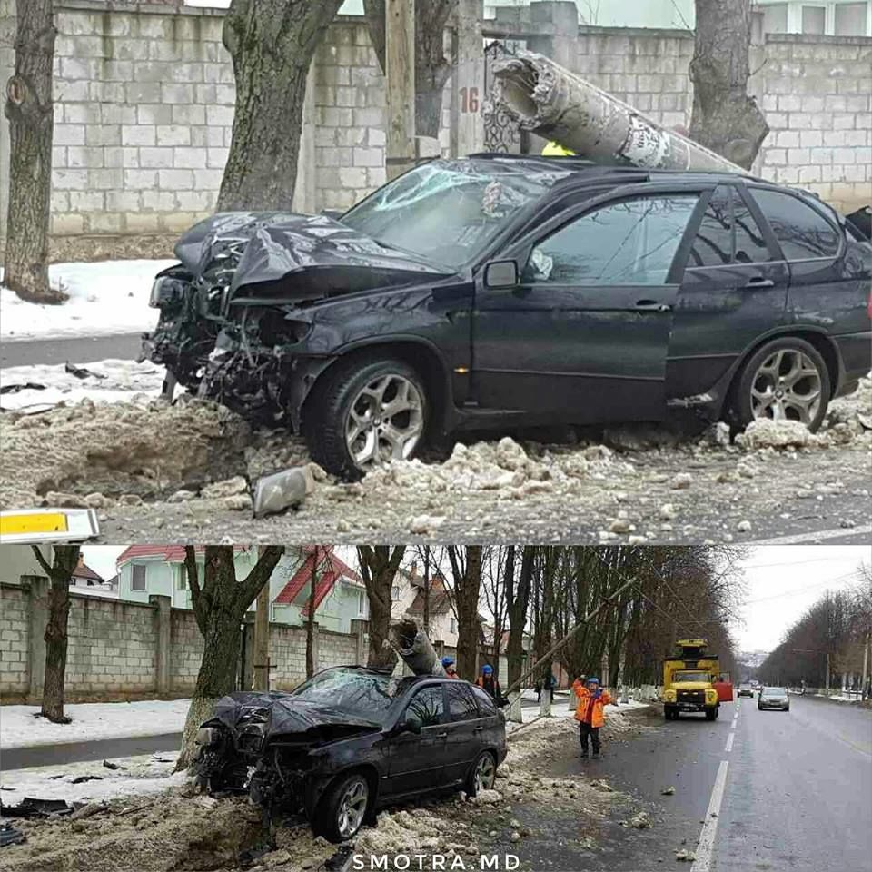 На Буюканах BMW X5 врезался в столб