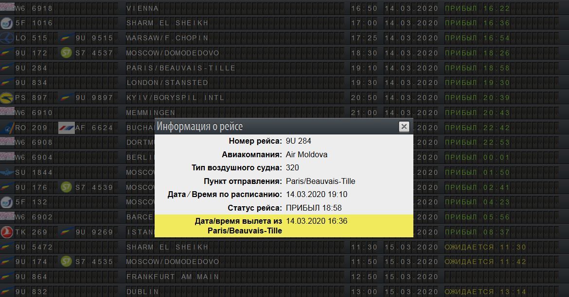 Самолеты из Парижа и Барселоны продолжают прибывать в Кишиневский аэропорт