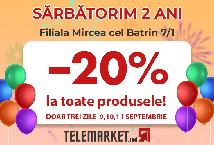 Магазин Telemarket на Чеканах объявляет скидку -20% 9, 10,11 сентября