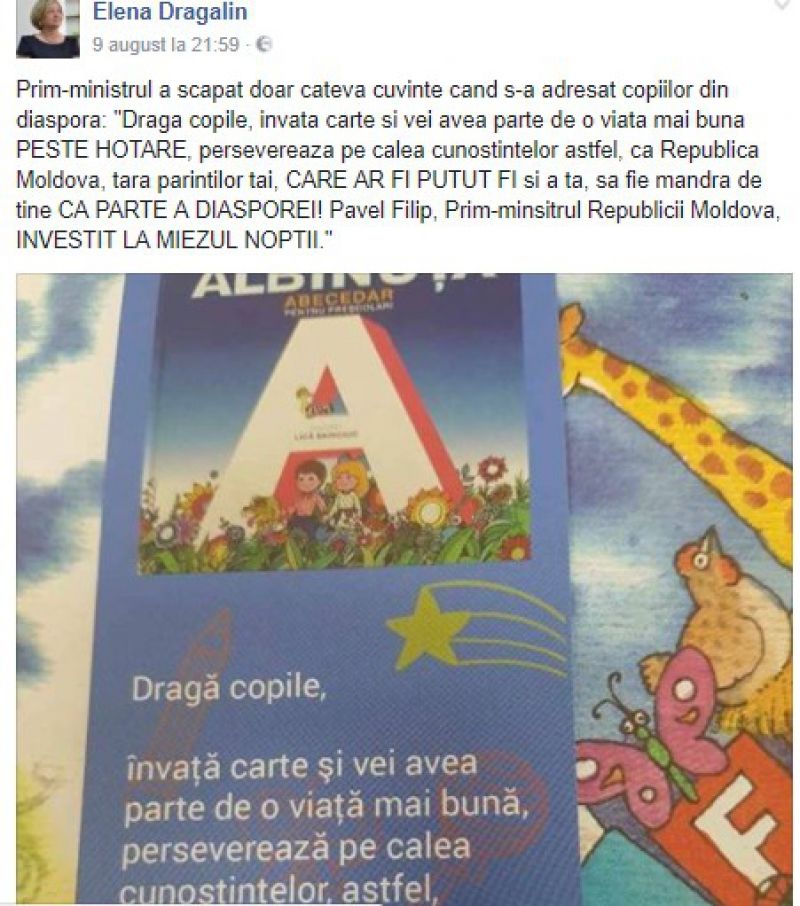 Mesajul lui Filip din „Albinuța”, corectat de o moldoveancă, stabilită peste hotare