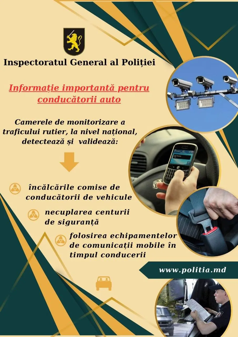 Camerele de monitorizare a traficului din Moldova vor detecta centurile de siguranță necuplate