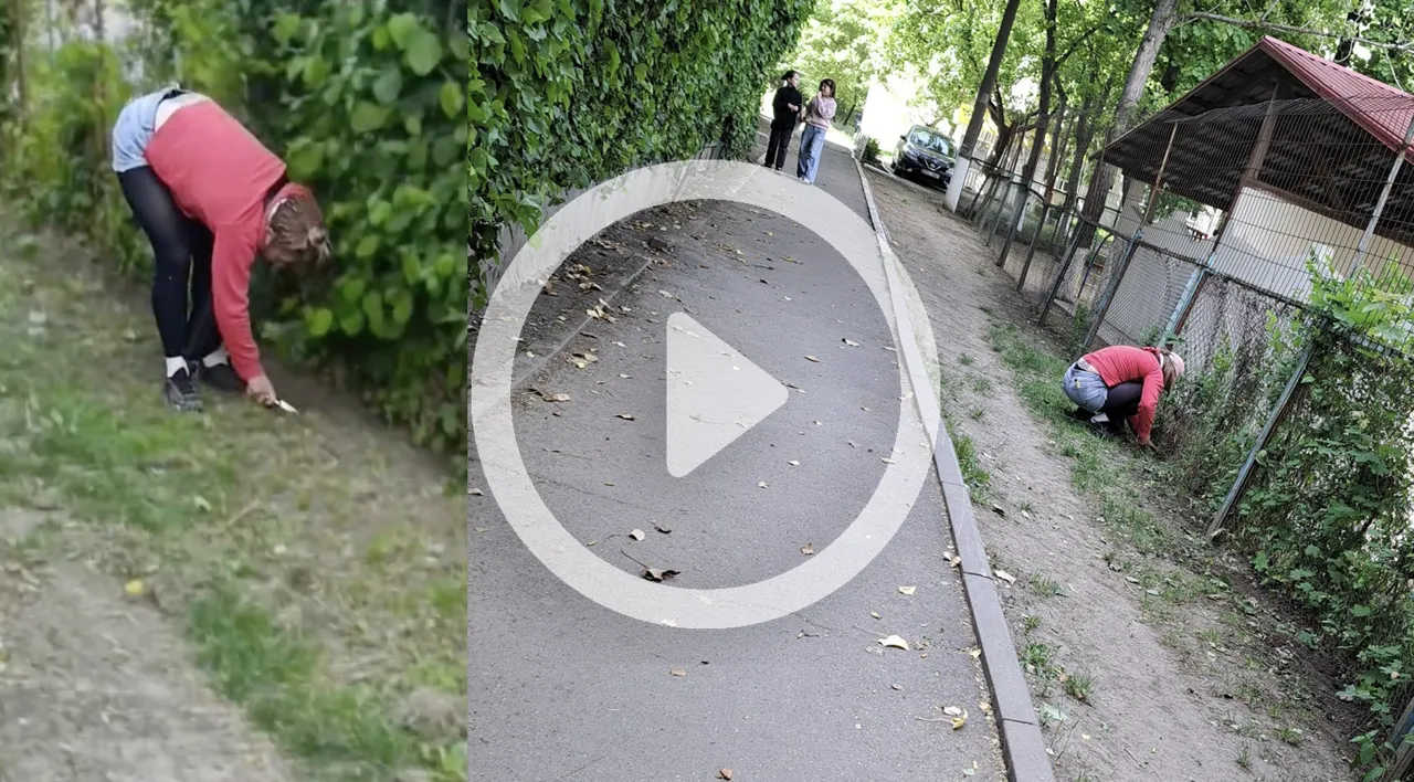 O femeie cu un cuțit săpa zilnic lângă gardul unei grădinițe din Capitală: A fost reținută