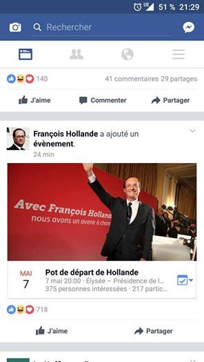 Хакеры взломали Facebook президента Франции Франсуа Олланда