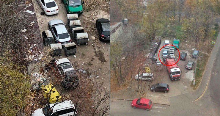 В столице рабочие наказали водителя за незаконную парковку