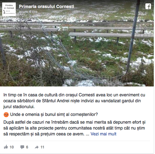 Huliganism în Corneşti: S-au pornit la furat porți, dar au ajuns la dărâmat garduri