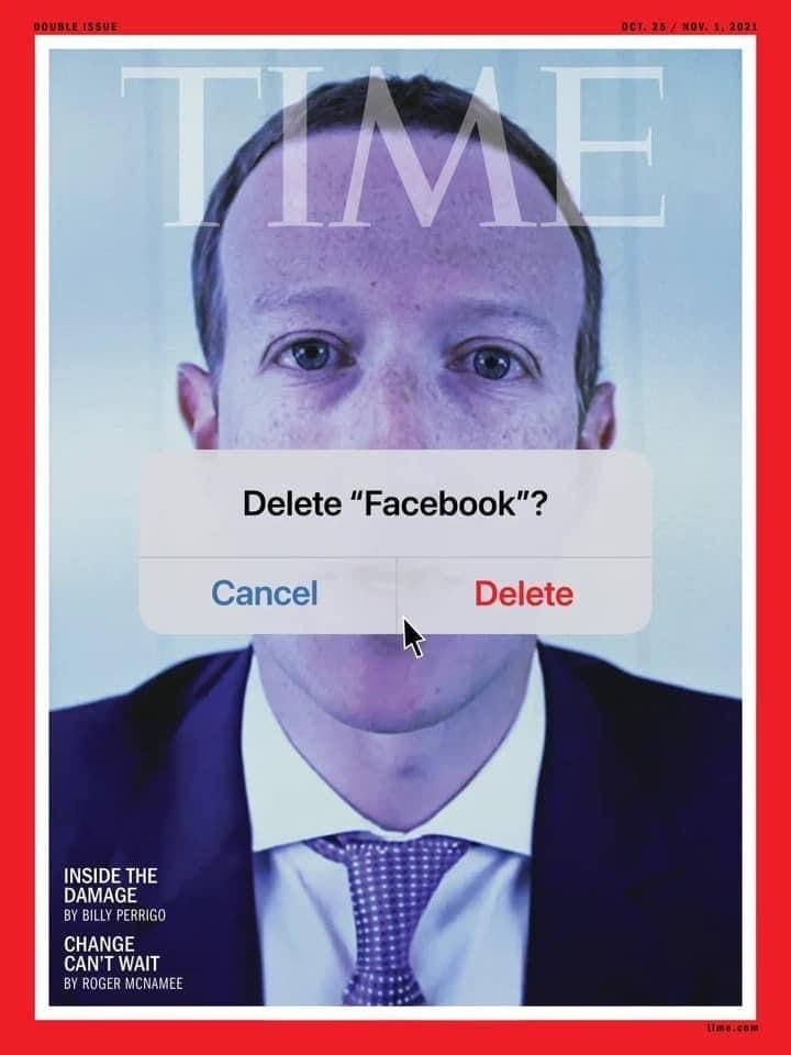 На обложке Time закрыли рот Цукербергу и "удалили" Facebook