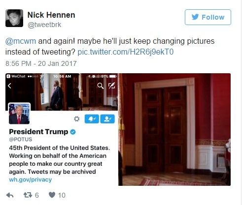 В твиттере Трампа по ошибке разместили фото с инаугурации Обамы