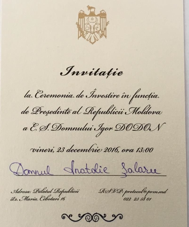 Anatol Șalaru răspunde la invitația lui Dodon de a participa la învestirea sa: „Nu voi merge, nu este președintele meu”