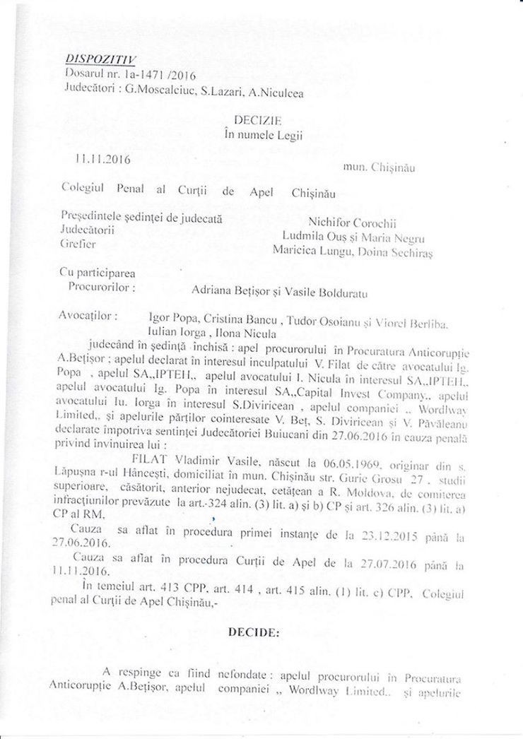 Опубликован приговор Апелляционной палаты в отношении Влада Филата