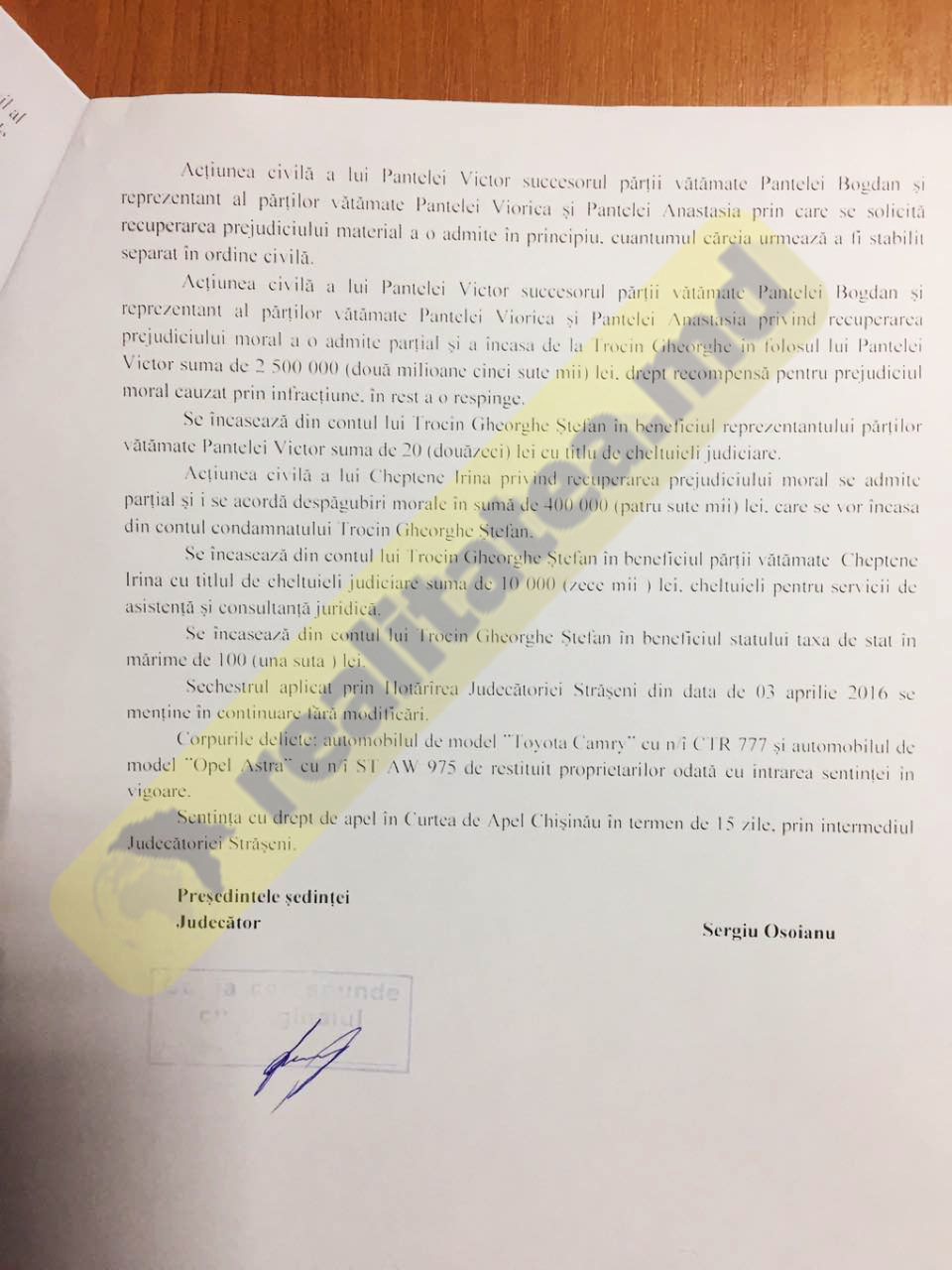 Экс-сотрудник Счетной палаты Георге Трочин осужден за ДТП, повлекшее смерть ребенка