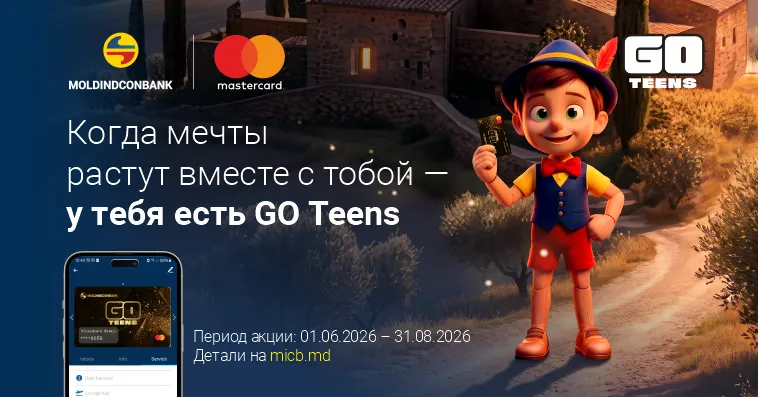 Лето призов начинается с карты для детей и подростков: Mastercard GO Teens от Moldindconbank