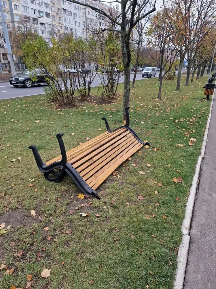 На Чеканах неизвестные перевернули скамейки на аллее
