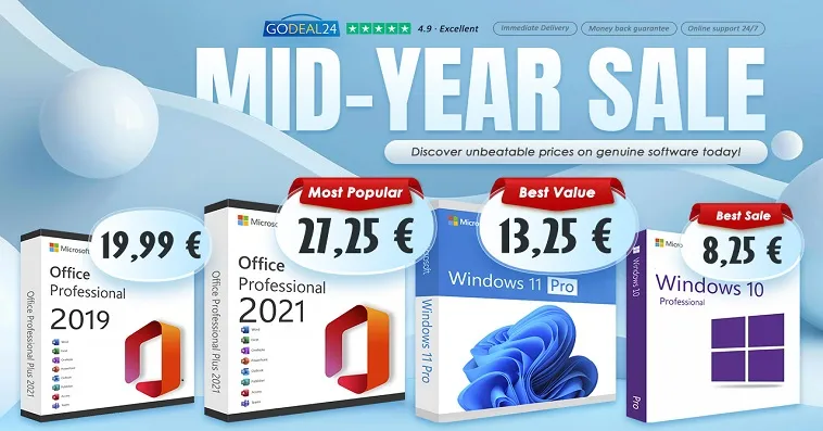 Godeal24: Пожизненные лицензии на Windows 11 и Microsoft Office 2021 по специальной цене от 10€