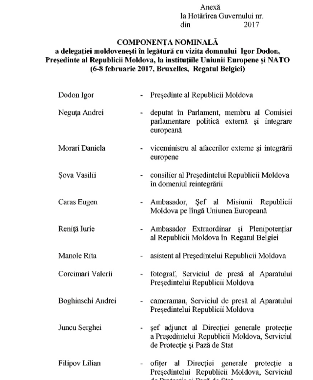 Cine îl va însoți pe Dodon la Bruxelles