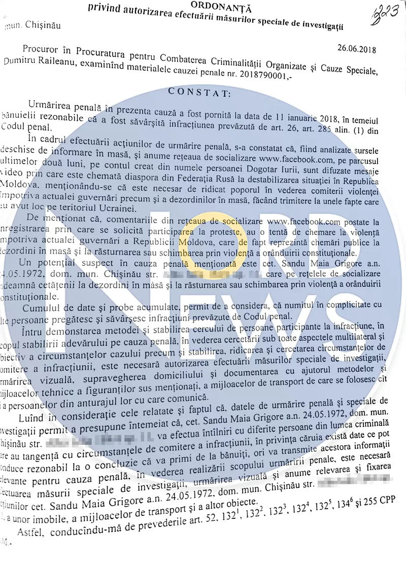 Прокурор Рэйляну, отдавший приказ о прослушивании Санду, получил отказ от ВСП