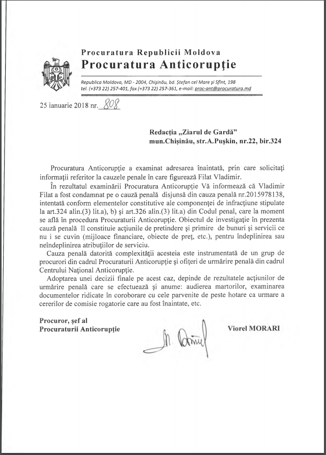 Procuratura, despre cel de-al doilea dosar penal al lui Filat