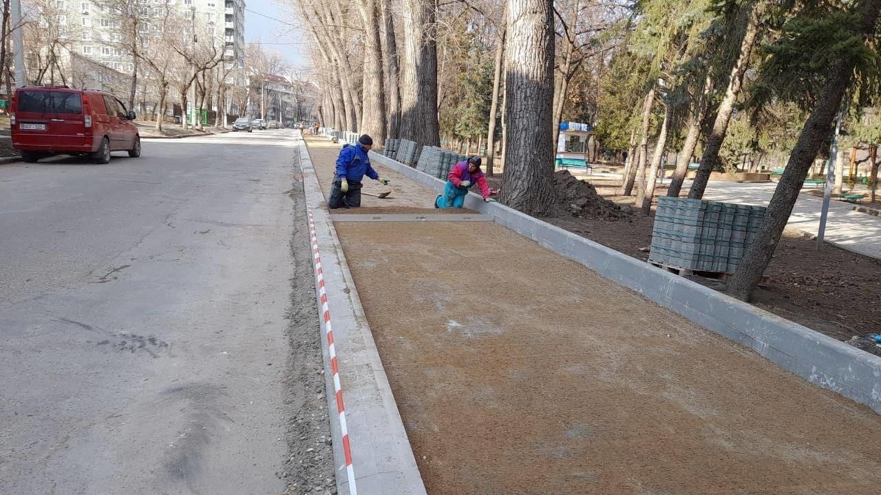 Продолжаются работы по восстановлению парка на улице Думитру Рышкану