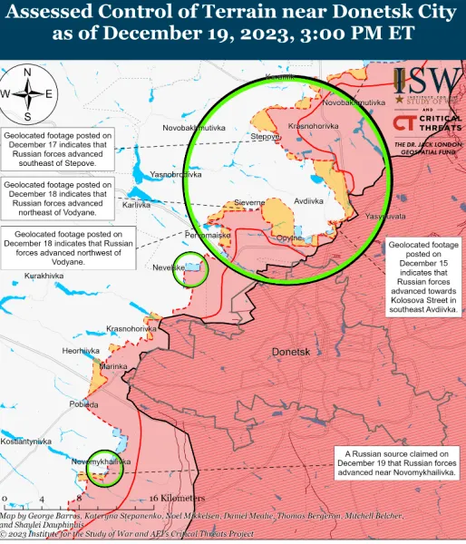 ISW: ВС РФ продвинулись на пяти направлениях фронта