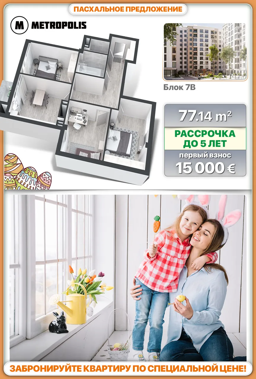 Metropolis: Квартиры по цене 1250 €/м2 и рассрочка до 5 лет