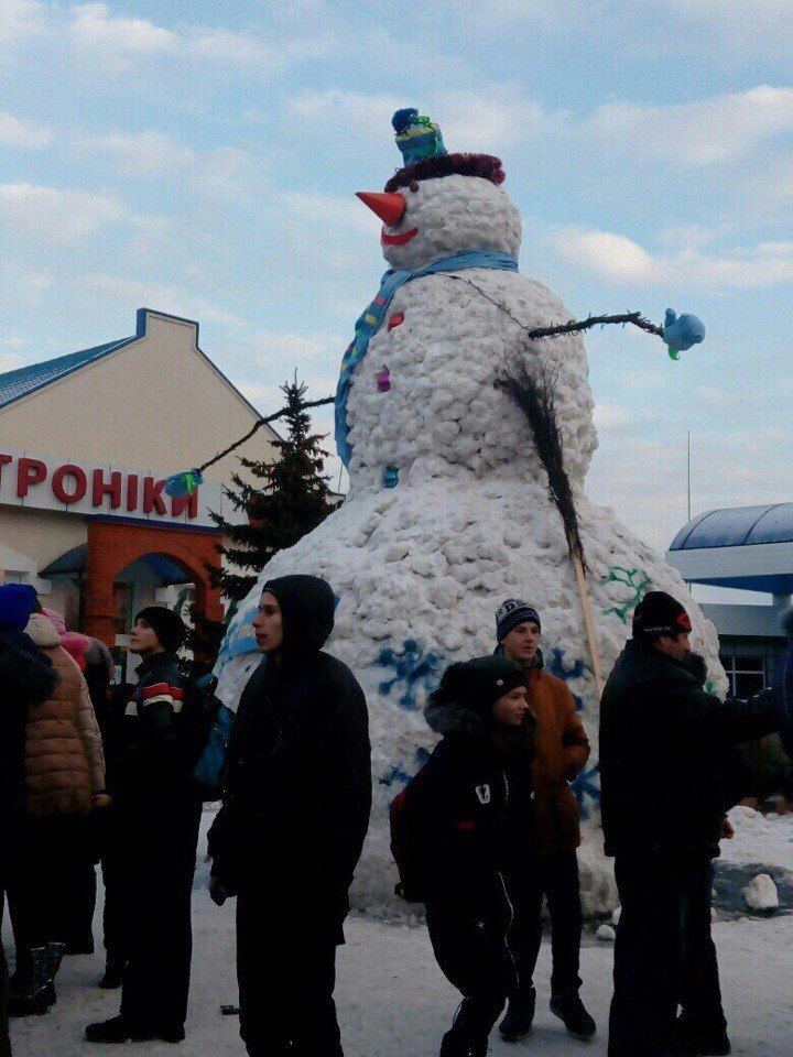 В Одесской области слепили рекордного снеговика