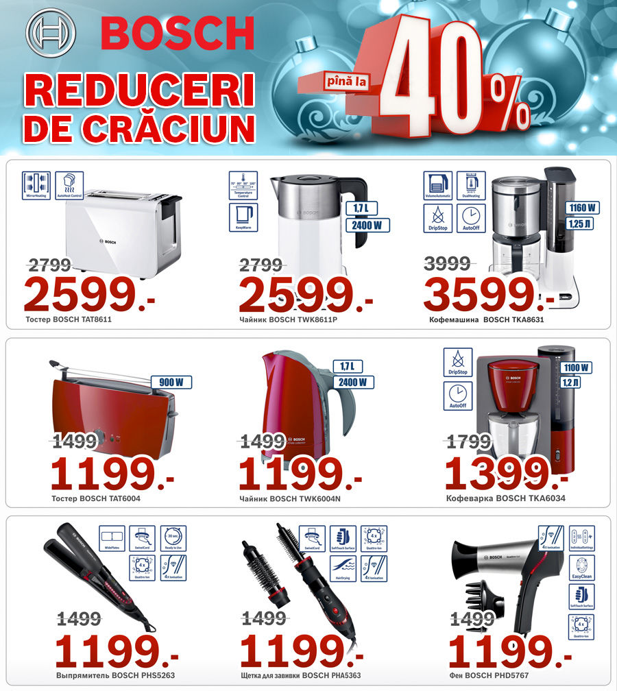 Bosch: Reduceri de Crăciun pînă la -40% ®