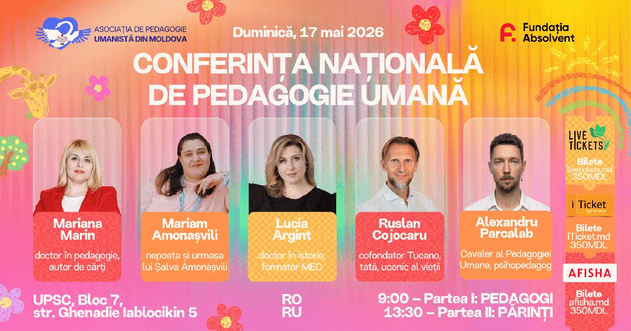 La Chișinău va avea loc un eveniment pentru părinți și cadre didactice: Cum educăm copilul fără presiune constantă