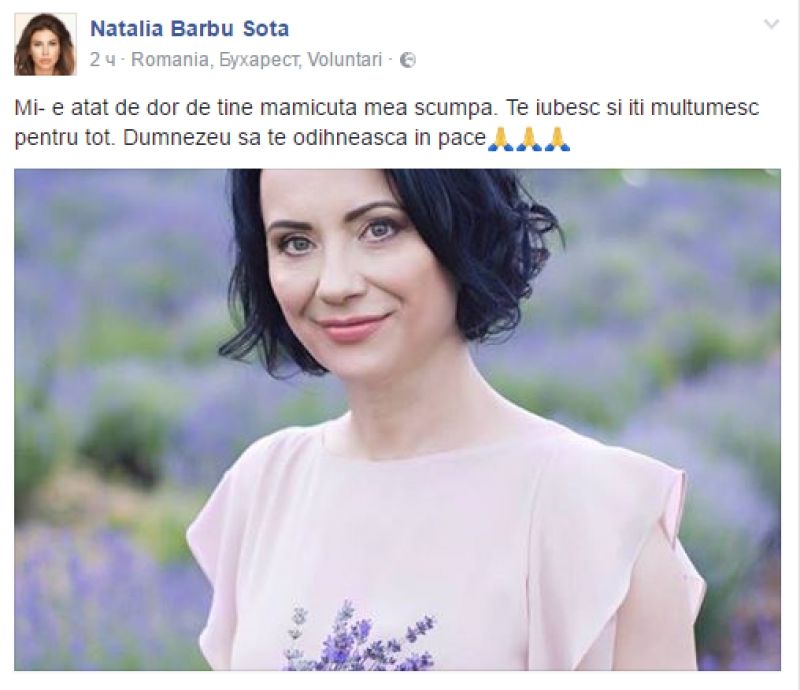 Mesajul emoționant al Nataliei Barbu pentru mama sa: Mi-e atât de dor