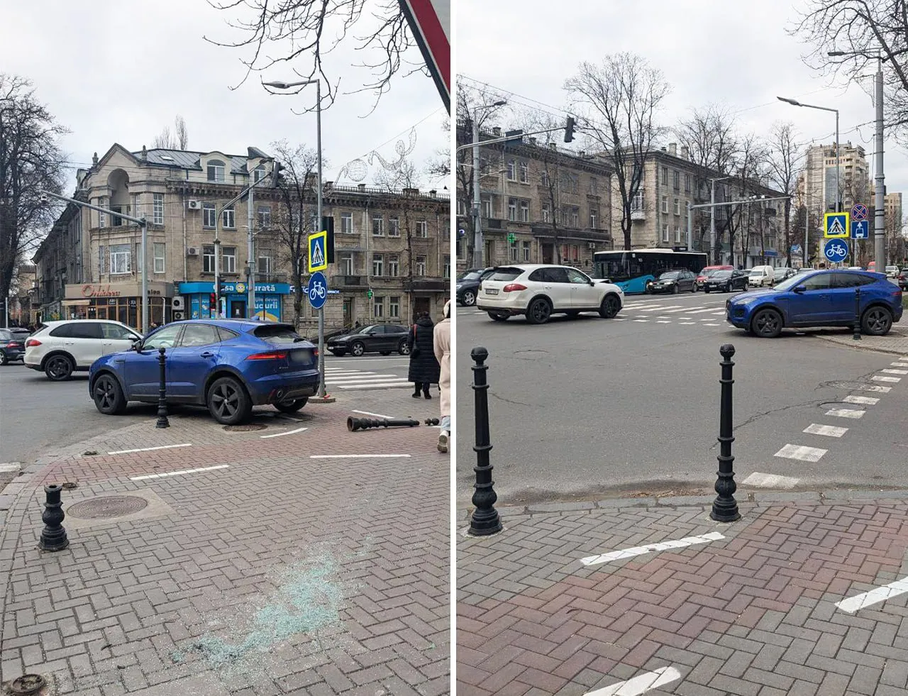 Un Porsche și un Jaguar s-au tamponat în centrul Chișinăului