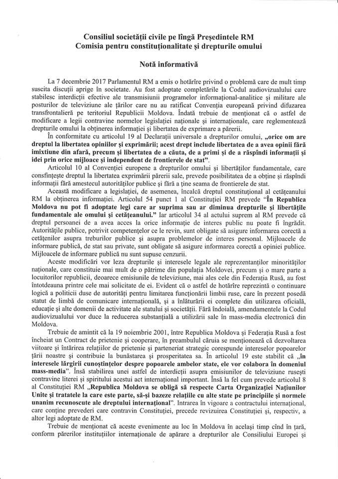 La fel de convins. Dodon nu va promulga legea privind combaterea propagandei rusești
