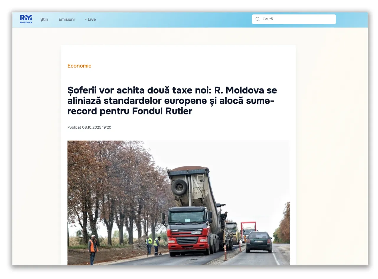 Водители в Молдове будут платить два отдельных налога на дорожную инфраструктуру