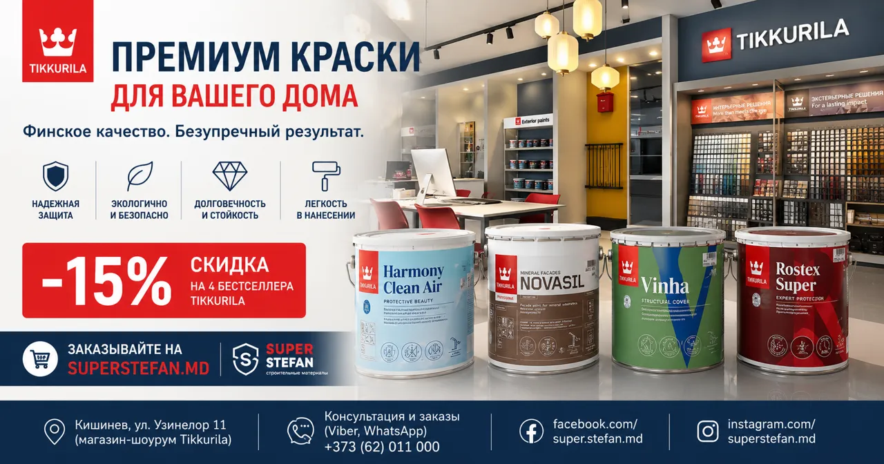 Tikkurila: Скандинавский премиум для вашего дома - 4 бестселлера со скидкой -15%