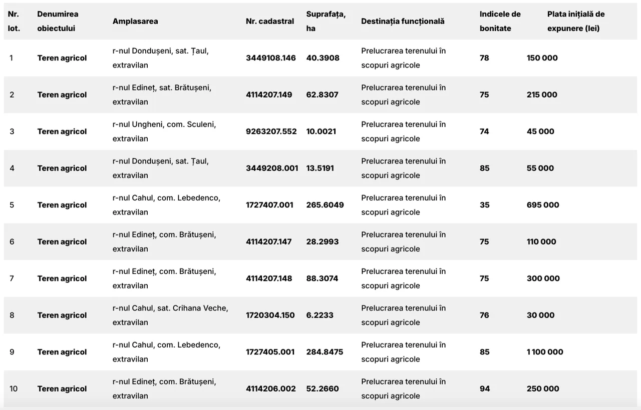 Agenția Proprietății Publice organizează două licitații