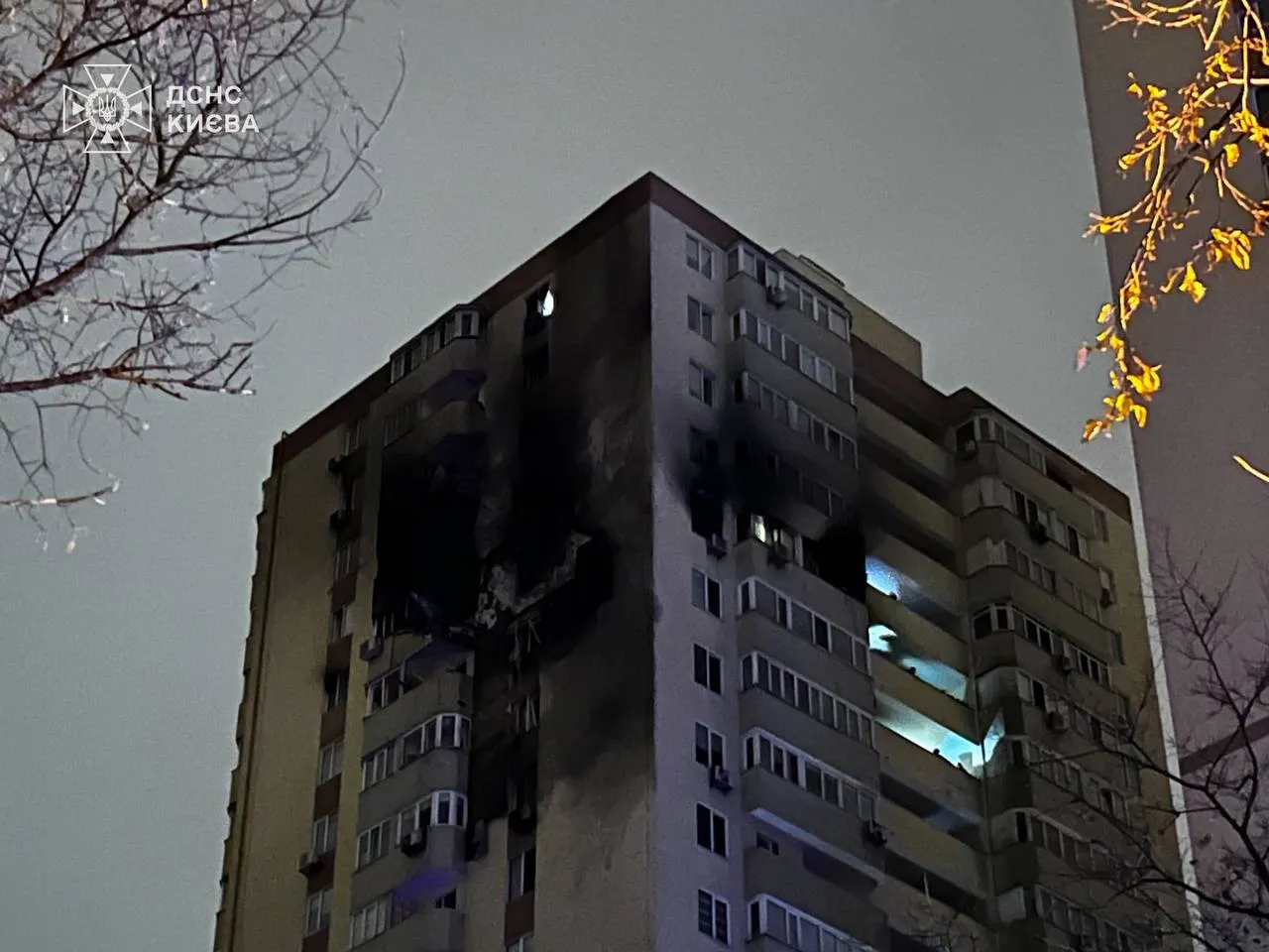 Мэр Киева: Дрон попал в верхние этажи многоэтажного дома