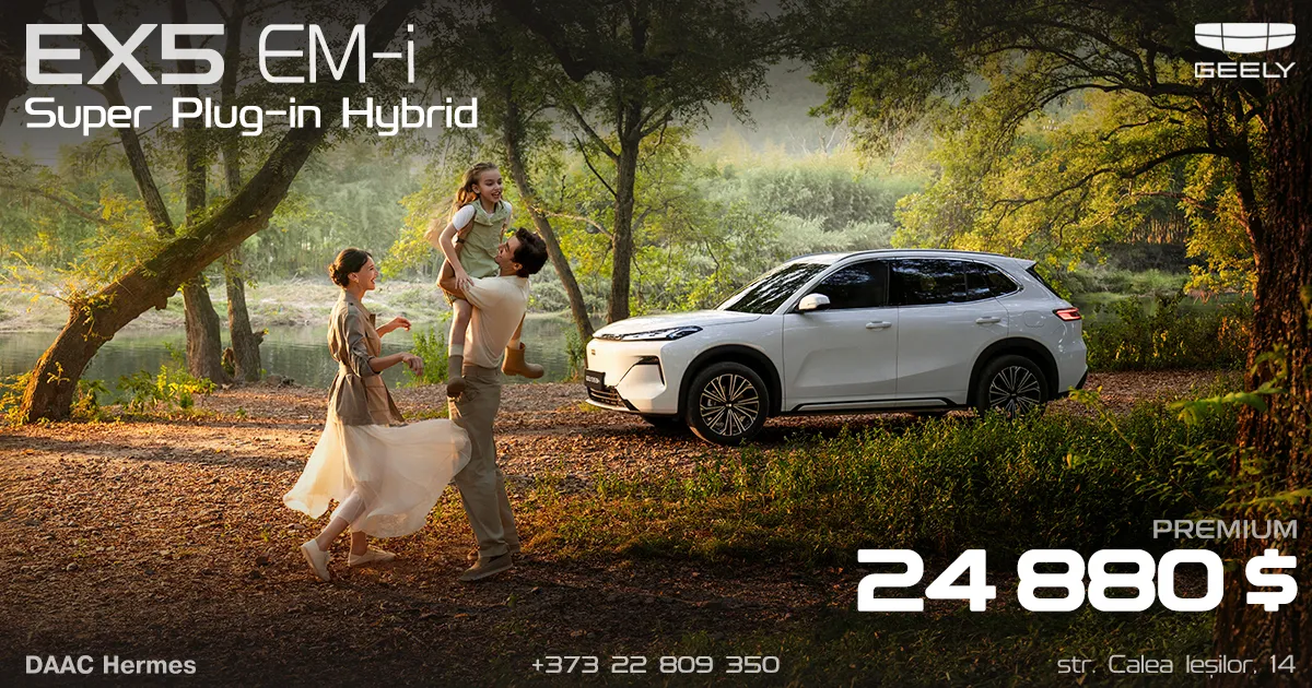 Geely EX5 EM-i — cel mai vândut model din Moldova în februarie