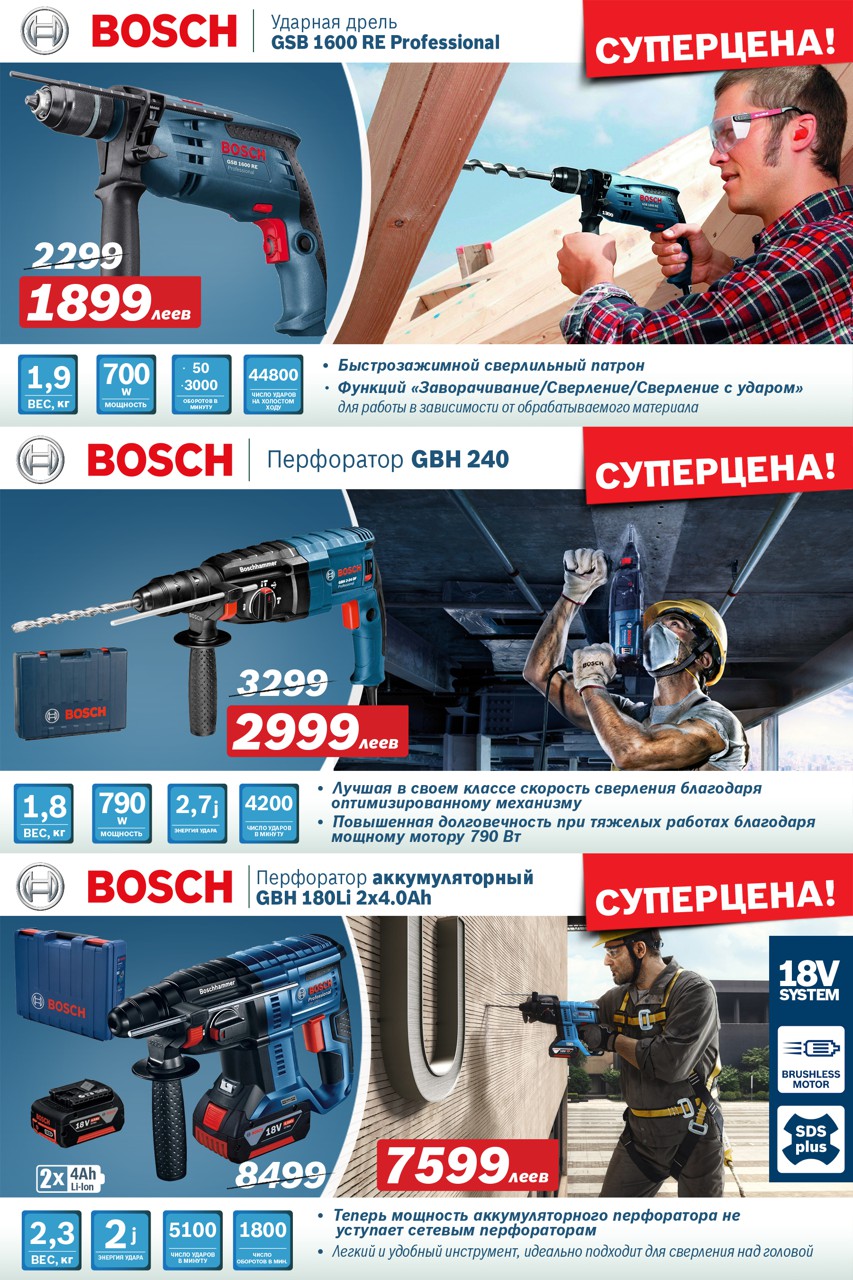 Электроинструмент Bosch: Новинки и суперцены на профессиональную технику