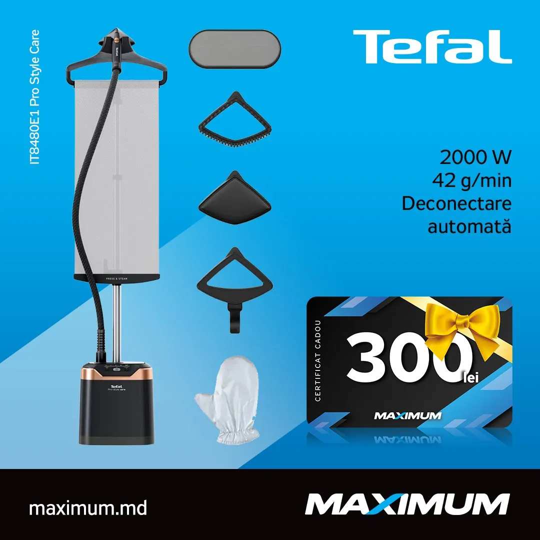 Акция августа в Maximum: техника Tefal, Rowenta, Moulinex и Krups + подарочные сертификаты до 2000 леев!