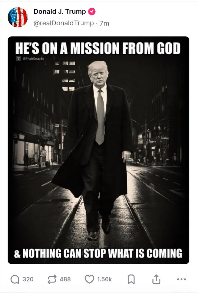 Trump a postat o fotografie cu un text care spune că el este alesul lui Dumnezeu
