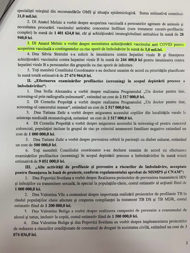 Думбрэвяну отрицает недостаток средств на закупку вакцины: На это есть 15 млн леев