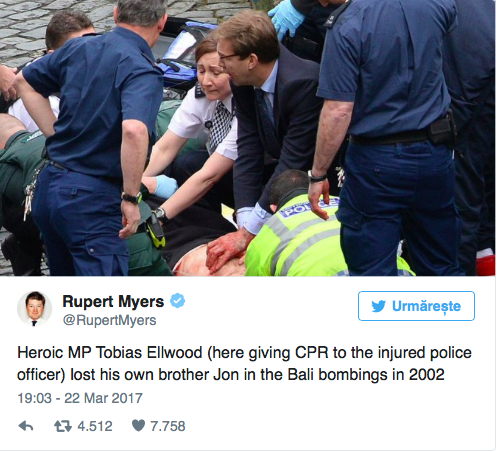 Politicianul erou de la Londra. A fost fotografiat acoperit de sânge, în timp ce resuscita o victimă a atacului