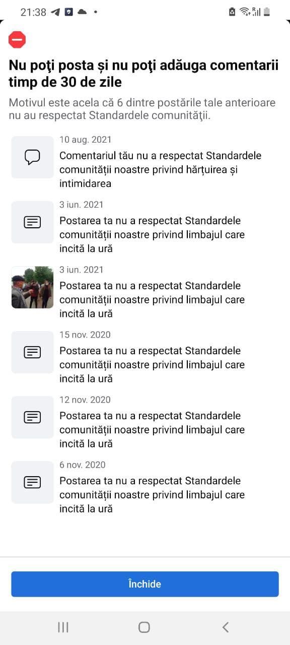 Богдана Цырдю заблокировали на Facebook на 30 дней
